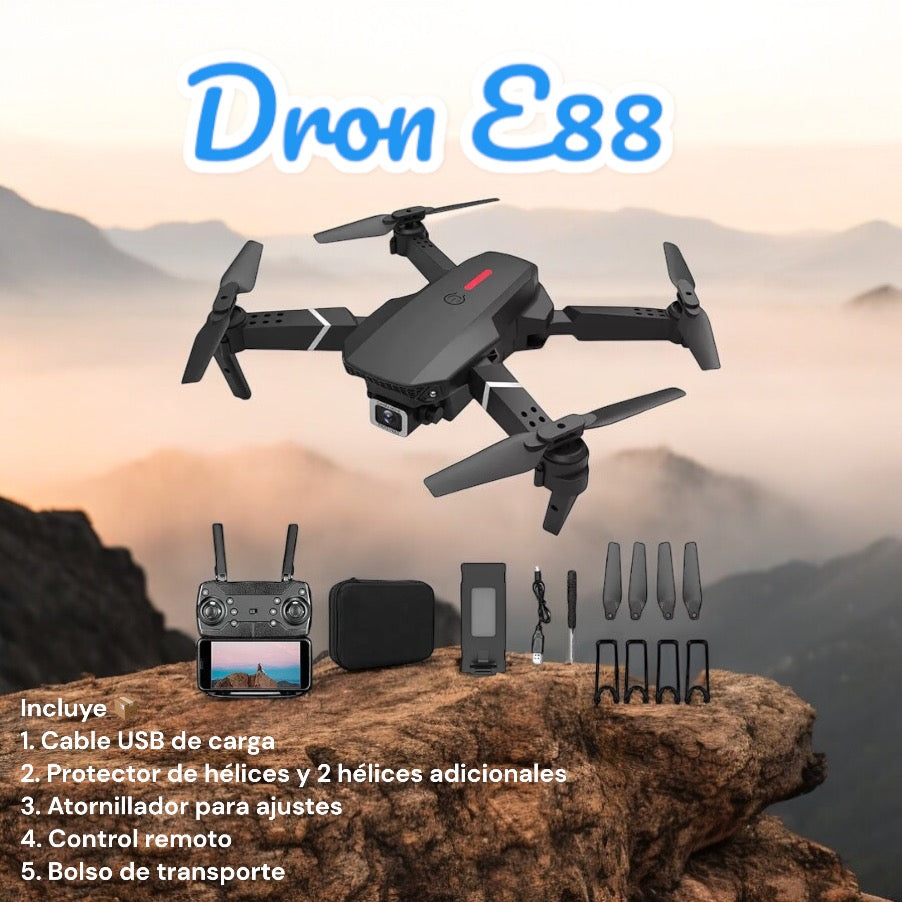 Dron E88 Cámara Frontal Con Bolso Bater