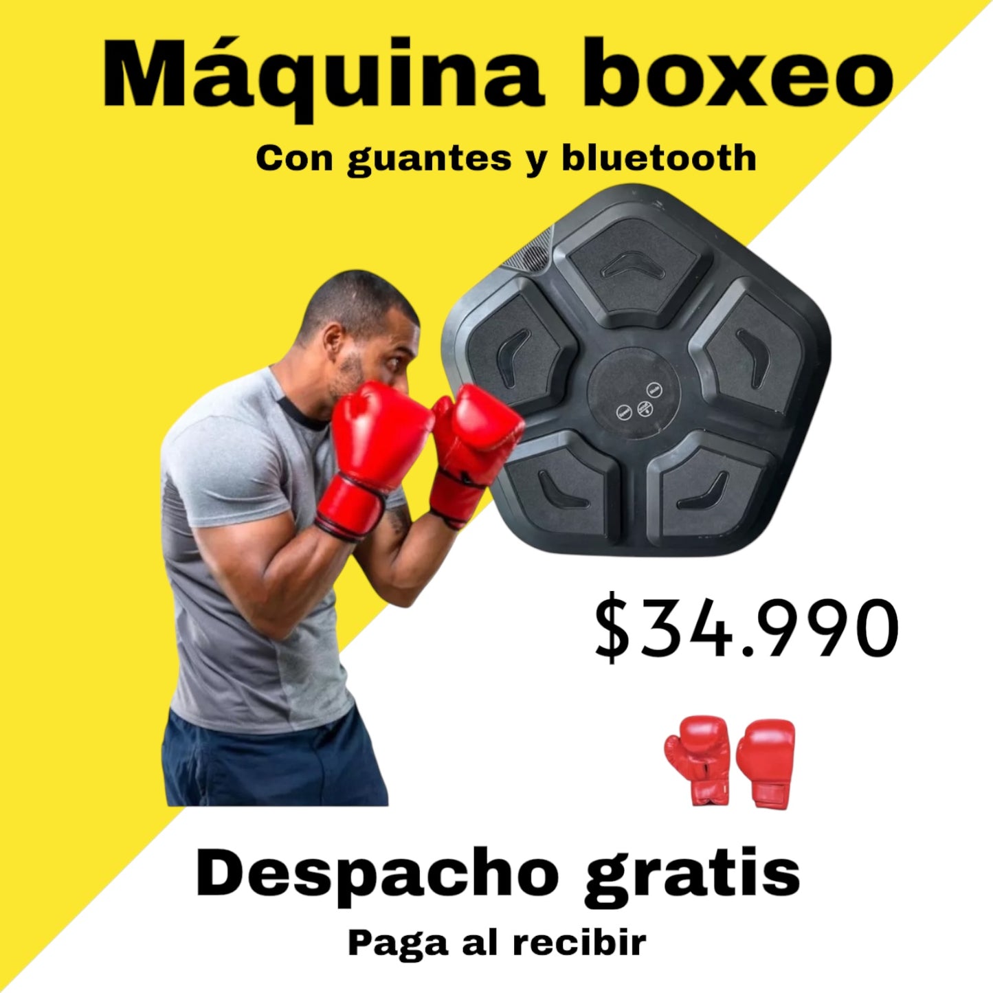 Maquina De Boxeo + Guantes Bluetooth